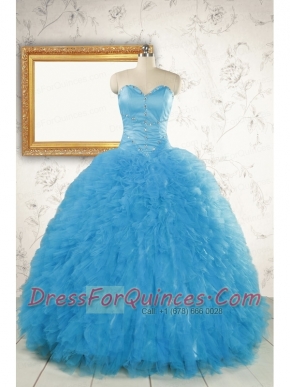 2015 Most Popular Baby Blue Quinceanera Dresses with Beading