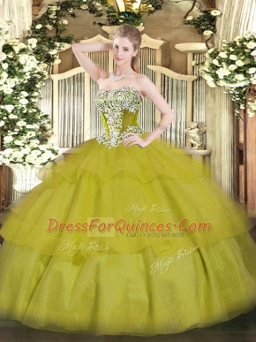 Fantastic Tulle Sleeveless Floor Length Quinceanera Gown and Beading and Ruffled Layers