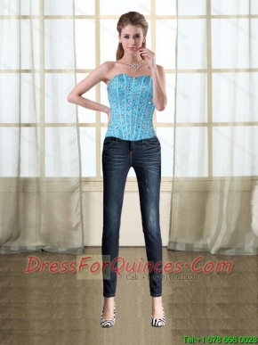 Cute Strapless Detachable Baby Blue Corset