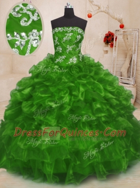 Sleeveless Lace Up Floor Length Beading and Appliques Quince Ball Gowns