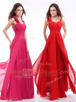 Straps Sleeveless Zipper Homecoming Dress Hot Pink Chiffon