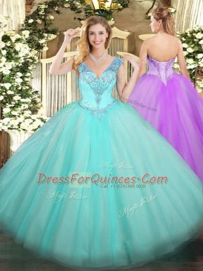 Sleeveless Beading Lace Up Ball Gown Prom Dress