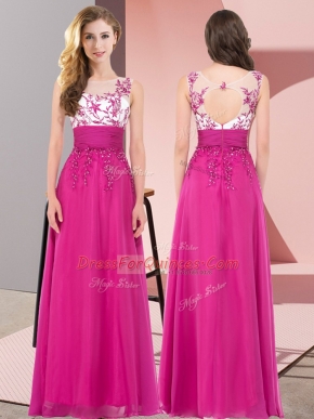 Deluxe Sleeveless Backless Floor Length Appliques Court Dresses for Sweet 16