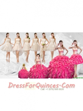Discount Sequined Quinceanera Dresses and Champagne Dama Dresses and Perfect Straps Little Girl Dresses and Popular Short Prom Dresses