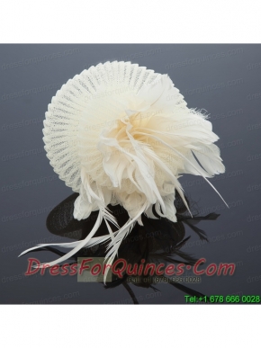 Cute Feather and Tulle Wedding White Hat Hairpin