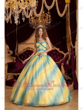 Elegant Ombre Color Ball Gown Sweetheart Beading Organza Quinceanera Dress