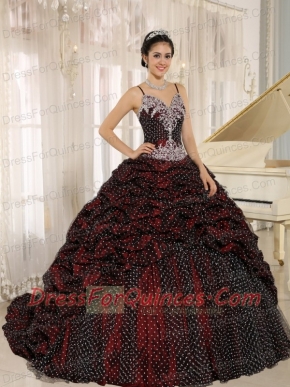 Quinceanera Gowns Special Fabric Pick-ups Spagetti Straps Appliques Decorate