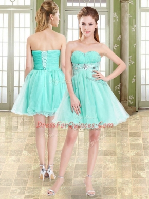 Edgy Organza and Chiffon Sleeveless Mini Length Prom Dress and Beading