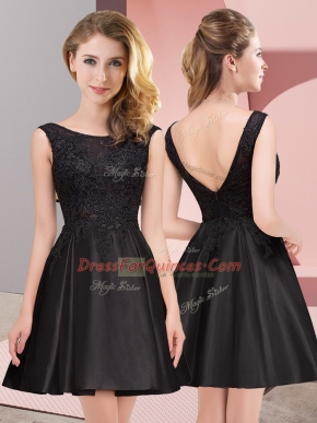 Lovely Mini Length Black Court Dresses for Sweet 16 Scoop Sleeveless Zipper