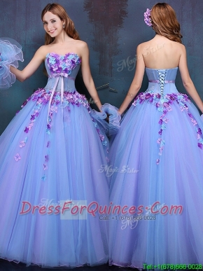 Wonderful Really Puffy A Line Quinceanera Dress with Appliques and Bowknot