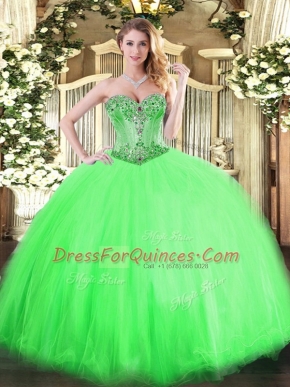 Custom Made Sleeveless Beading Floor Length Sweet 16 Quinceanera Dress