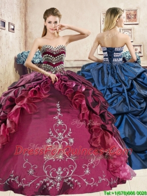 Classical Beaded and Embriodery Quinceanera Dress in Burgundy
