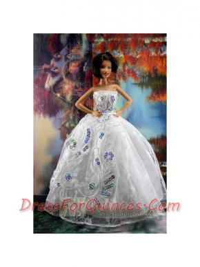 Perfect Embroidery and Sequin For White Holiday Dress To Barbie Doll