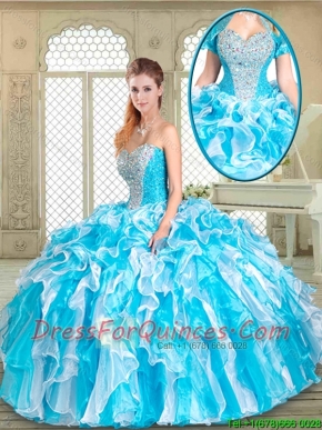 Fashionable Floor Length Sweet 16 Gowns with Beading and Ruffles