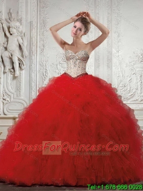 Custom Made Sliver and Red Quinceanera Dresses with Beading and Ruffles