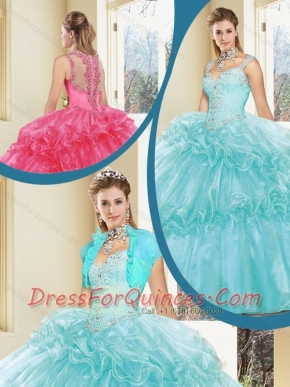 2016 Pretty Zipper Up Quinceanera Dresses with Beading