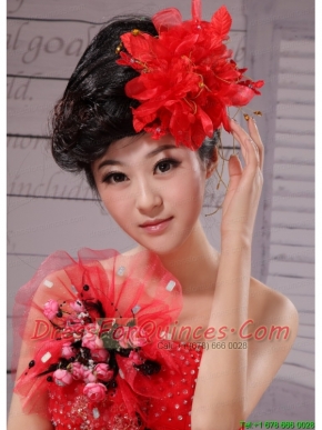 Red Best Sale Hat Flower Wedding Headpieces