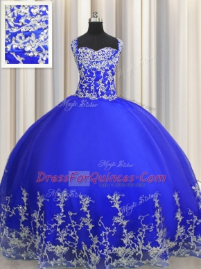 Discount Halter Top Organza Sleeveless Floor Length Quinceanera Dresses and Beading and Appliques