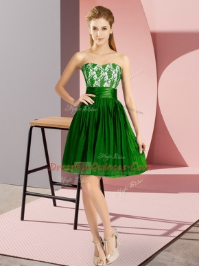Dark Green Sweetheart Zipper Lace Homecoming Dress Sleeveless
