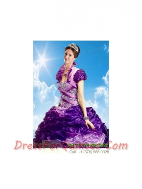 Lovely Fuchsia Organza Quinceanera Jacket with Ruffles