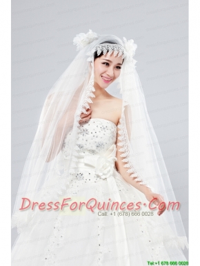 Cheap One-Tier Lace Edge Drop Veil Wedding Veils