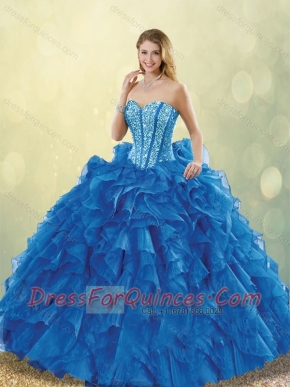 New Styles Beading Sweetheart Detachable Quinceanera Dresses in Blue