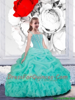 Lovely Straps Turquoise Organza Mini  Quinceanera Dresses for 2016