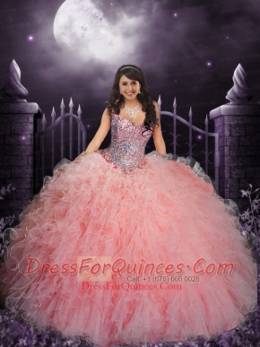 Beautiful Baby Pink Sweetheart Quinceanera Dresses with Beading and Sequins For 2014