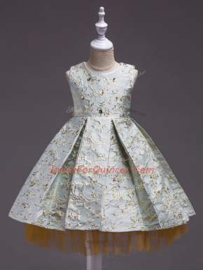Free and Easy Apple Green Flower Girl Dress Wedding Party with Embroidery Scoop Sleeveless