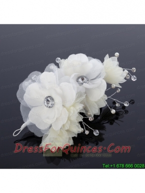 White Rhinestone and Pearl Fascinators for Wedding