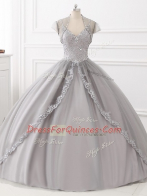 Sleeveless Lace Up Floor Length Beading and Appliques 15 Quinceanera Dress