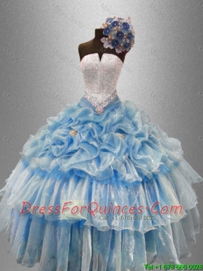 Discount Strapless Beaded Quinceanera Gowns with Ruffled Layer