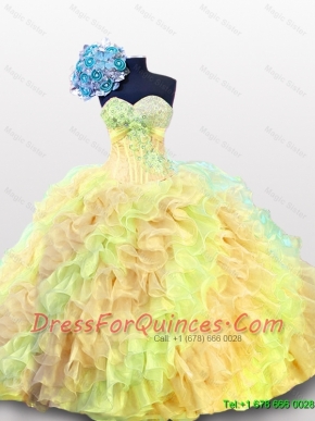 Puffy Multi Color Beading Quinceanera Dresses with Sweetheart