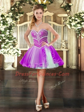 Sleeveless Beading Lace Up Evening Dress