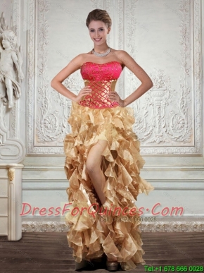 Unique Strapless Multi Color Junior  Dresses with Beading and Embroidery
