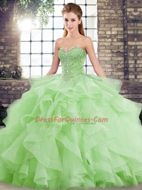 Sweetheart Neckline Beading and Ruffles 15 Quinceanera Dress Sleeveless Lace Up
