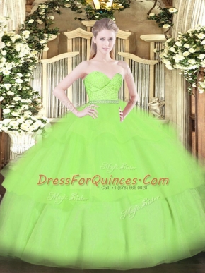 Sleeveless Tulle Zipper Quinceanera Dresses for Military Ball and Sweet 16 and Quinceanera