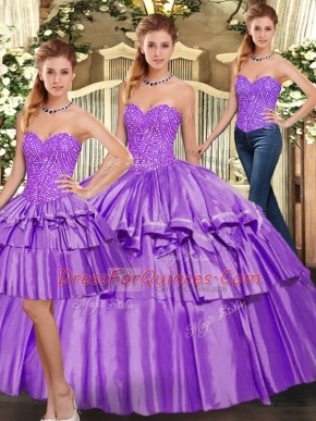 Super Eggplant Purple Sleeveless Organza Lace Up 15th Birthday Dress for Military Ball and Sweet 16 and Quinceanera