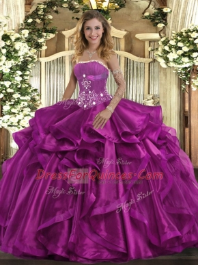 Shining Sleeveless Lace Up Floor Length Beading and Ruffles Sweet 16 Quinceanera Dress