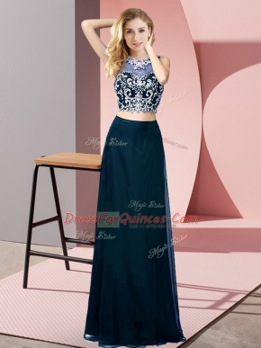 High Quality Sleeveless Backless Floor Length Beading Evening Dress