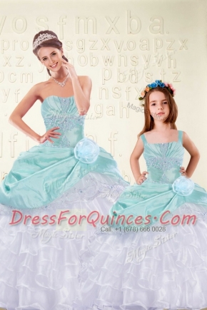 Modest Ruffled Floor Length Aqua Blue Vestidos de Quinceanera Sweetheart Sleeveless Lace Up