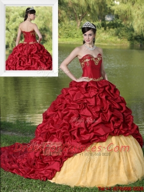 Discount Appliques and Pick Ups Brush Train Quinceanera Dresses