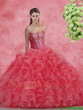 New Style Strapless Beaded and Ruffles Quinceanera Dresses for 2016