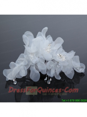 Imitation Pearls Organza Fascinators Pink Hair Flower