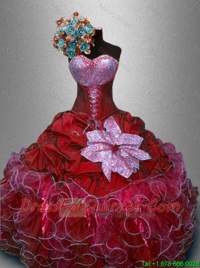Beautiful Sweetheart Quinceanera Gowns in Wine Red