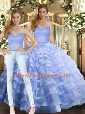 Exquisite Floor Length Lavender Vestidos de Quinceanera Sweetheart Sleeveless Lace Up