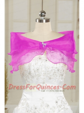 Beautiful Organza Beading Shawls in Fuchsia