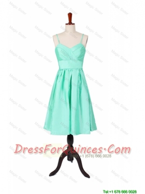 Cheap 2016 Summer A Line Spaghetti Straps Apple Green Prom Dresses