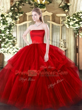 Dynamic Sleeveless Ruffled Layers Zipper Quinceanera Dress with Wine Red Brush Train