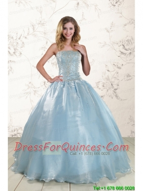 New Style 2015 Beading Sweet 15 Dresses with Strapless